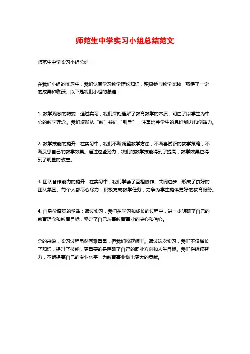 师范生中学实习小组总结范文