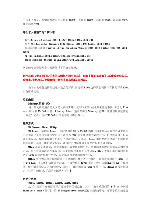 读懂高清电影命名