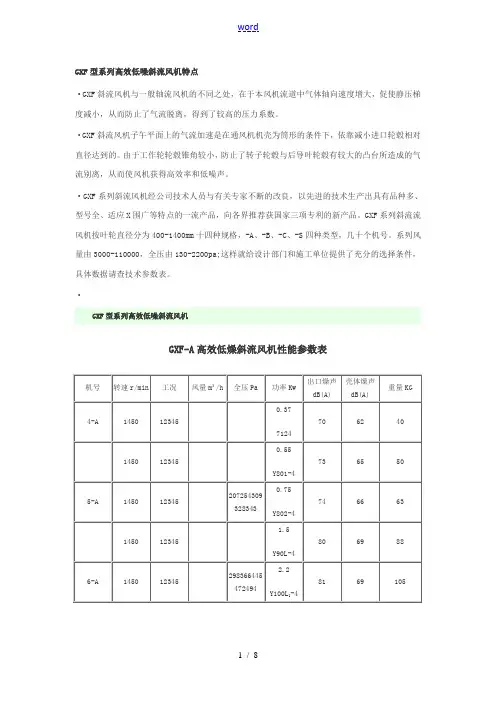 GXF型系列高效低噪斜流风机