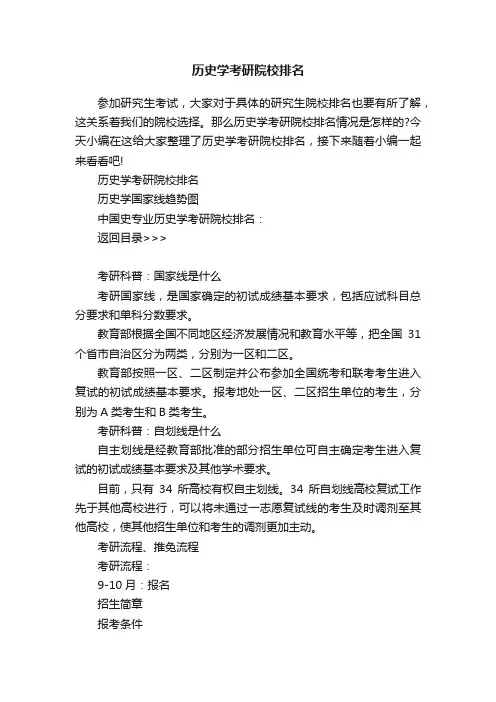 历史学考研院校排名
