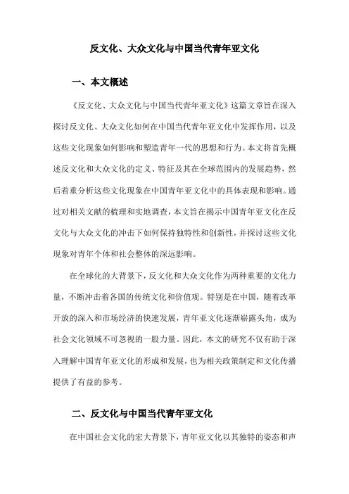 反文化、大众文化与中国当代青年亚文化
