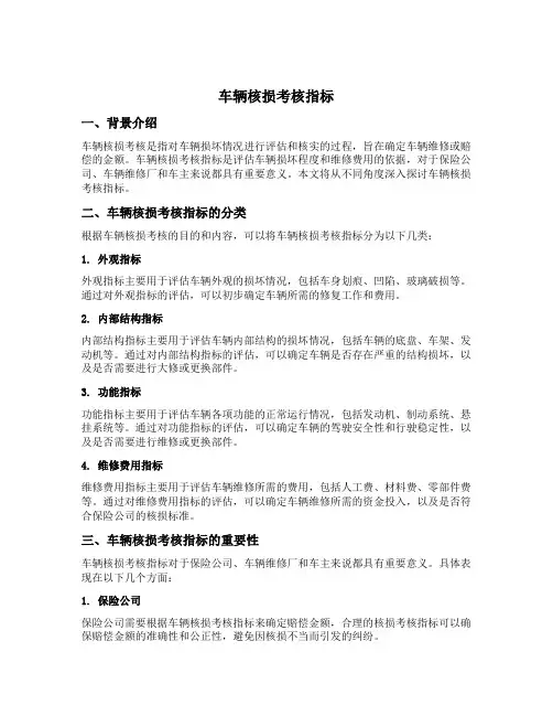 车辆核损考核指标