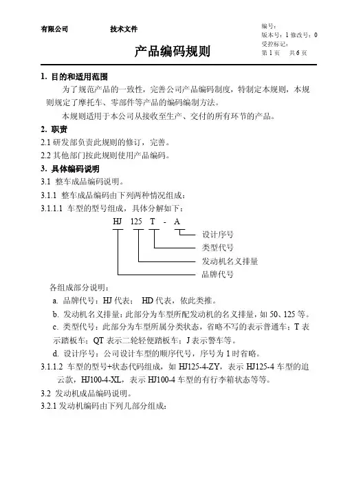 产品编码规则