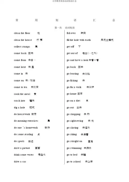 小学教育英语动词短语汇总