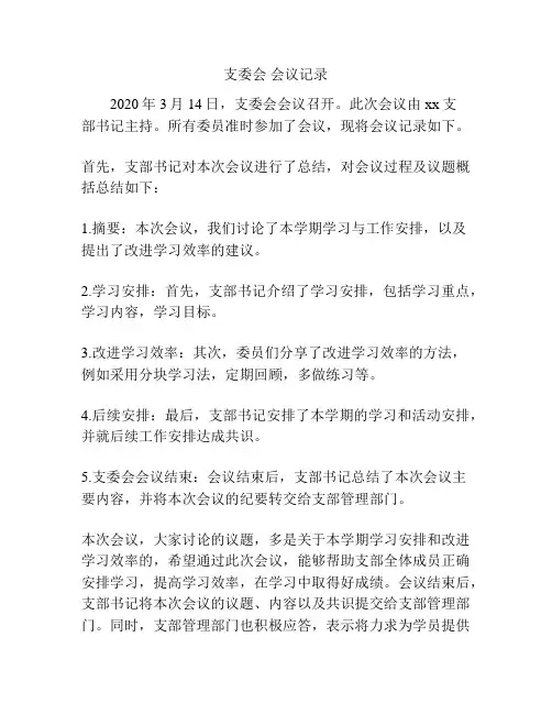 支委会 会议记录