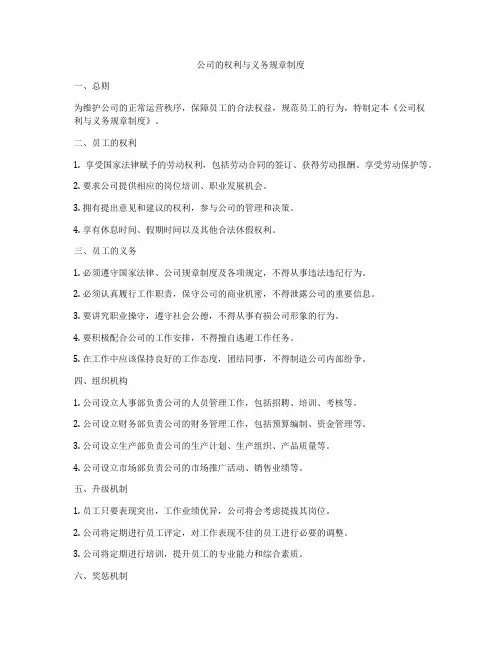 公司的权利与义务规章制度