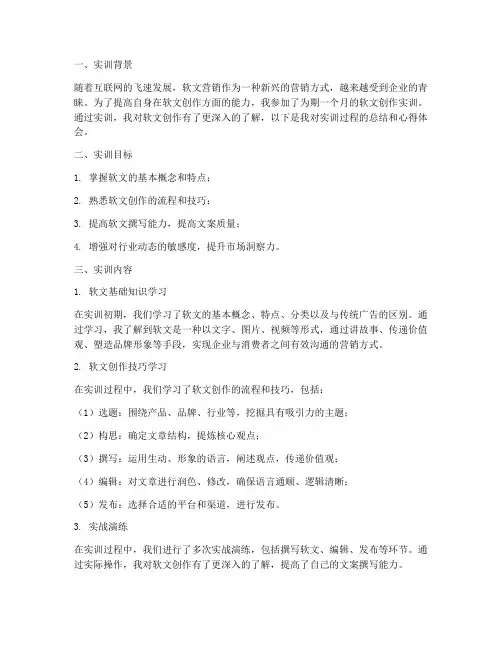 软文创作实训报告
