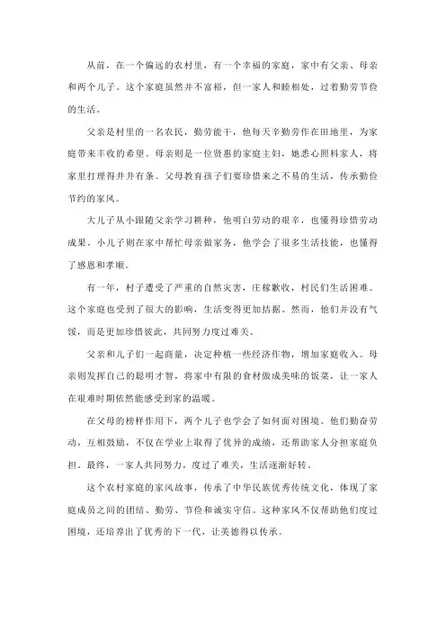 农村家庭我的家风故事