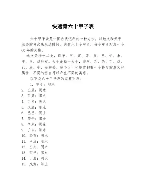 快速背六十甲子表
