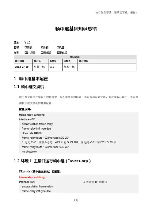 帧中继基础知识总结