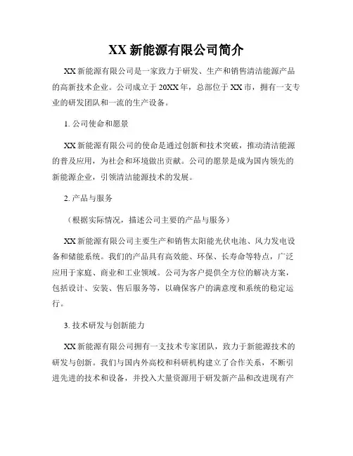 XX新能源有限公司简介