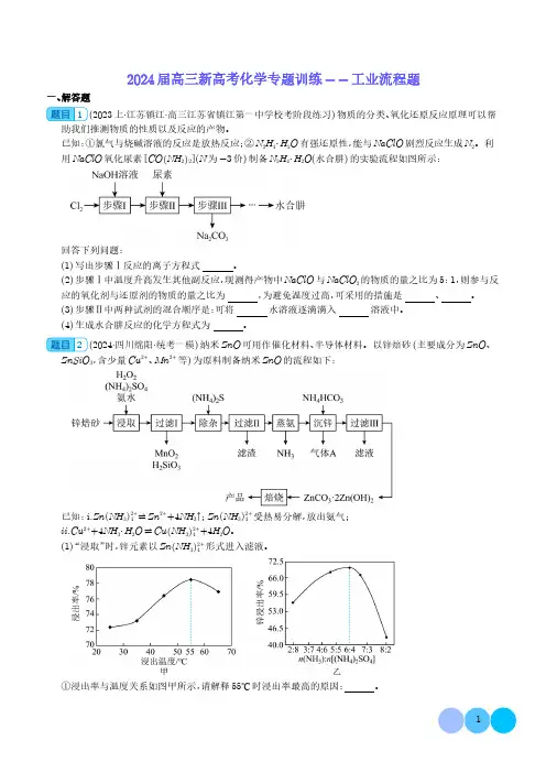 2024届高三新高考化学专题训练---工业流程题