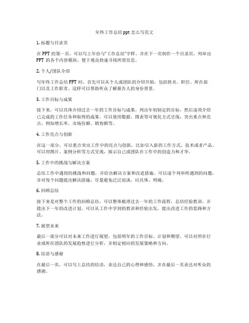 年终工作总结ppt怎么写范文