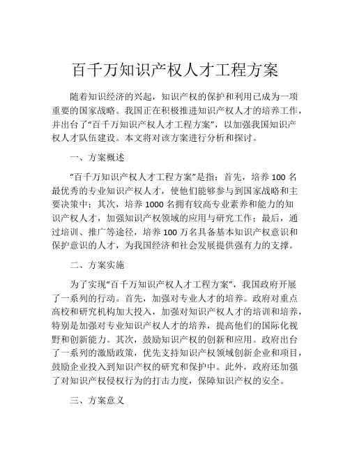 百千万知识产权人才工程方案