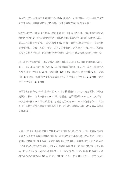 深圳写字楼概况