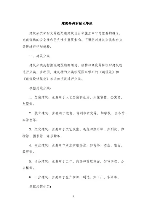 建筑分类和耐火等级