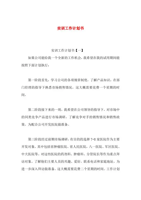 实训工作计划书