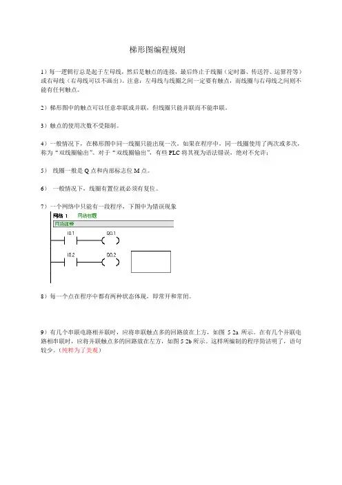梯形图编程规则