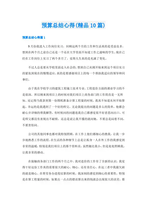 预算总结心得(精品10篇)