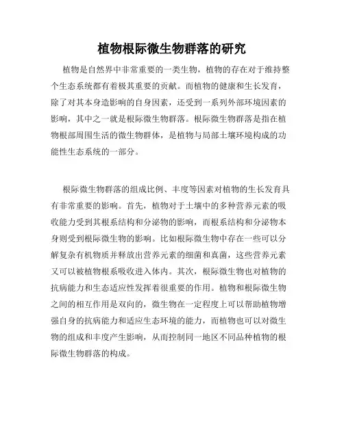 植物根际微生物群落的研究