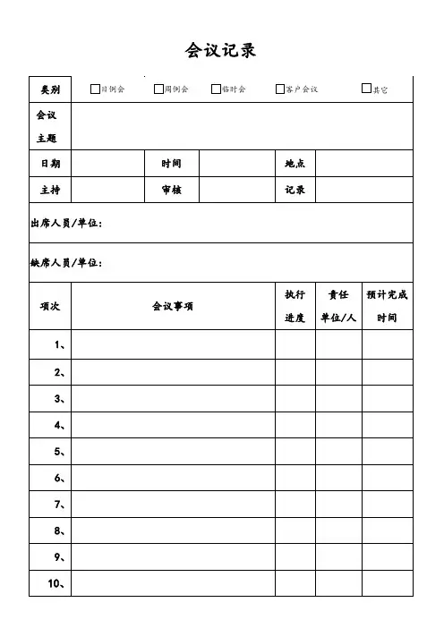 会议记录表与会议通知单(标准版)