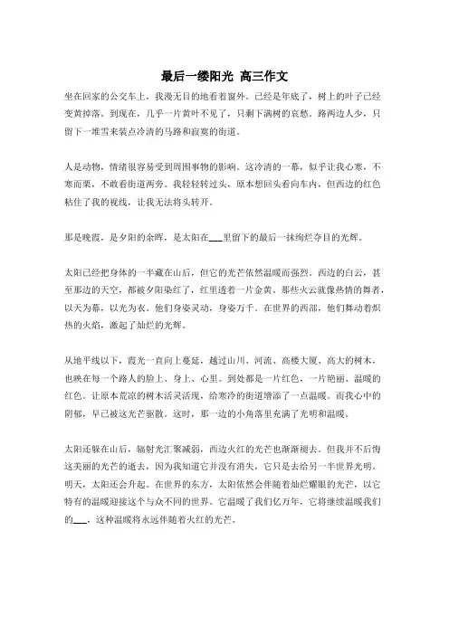 最后一缕阳光 高三作文