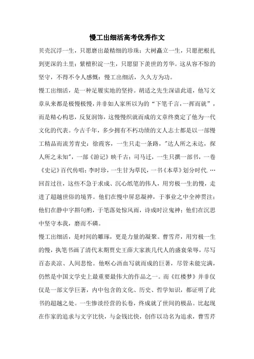 慢工出细活高考优秀作文