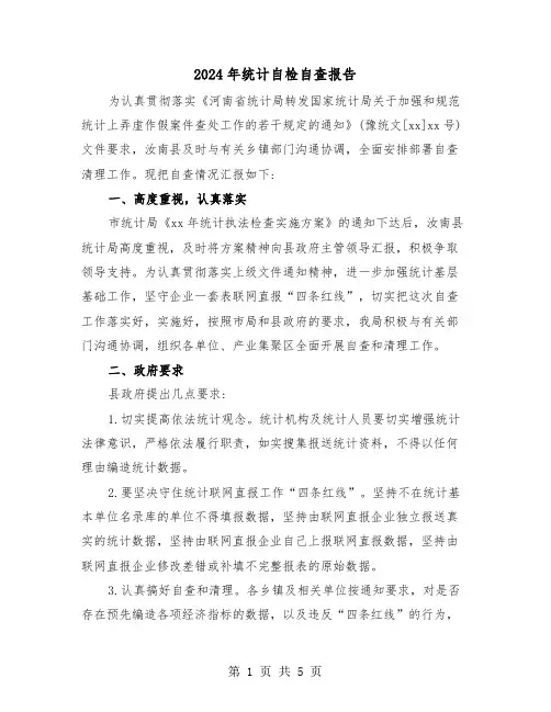 2024年统计自检自查报告(2篇)