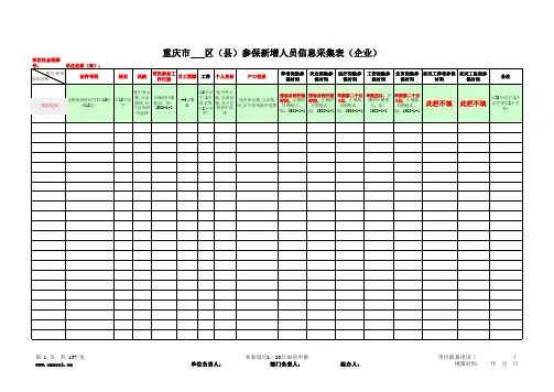 重庆市企业参保新增人员信息采集表