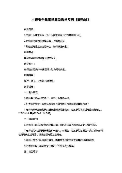 小班安全教案详案及教学反思《斑马线》