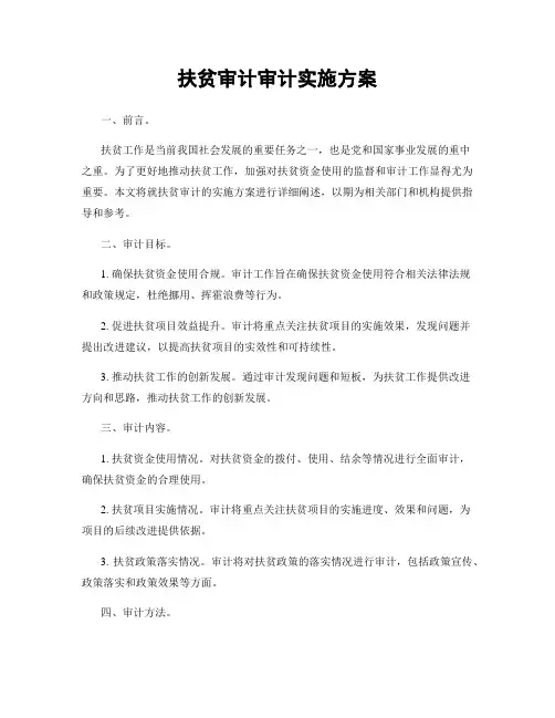 扶贫审计审计实施方案