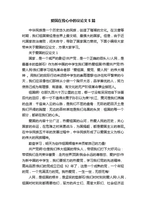 爱国在我心中的议论文5篇