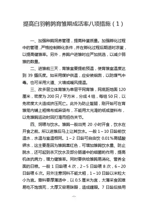 提高白羽鹌鹑育雏期成活率八项措施(1)