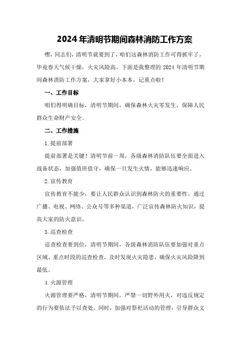 2024年清明节期间森林消防工作方案