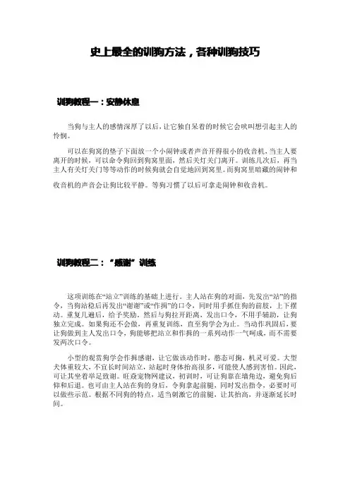 史上最全训狗方法,各种训狗技巧