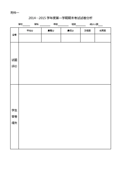 试卷分析、成绩单表格