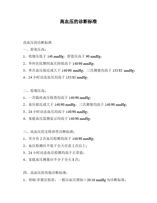 高血压的诊断标准