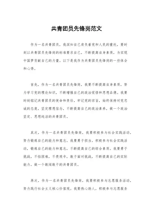 共青团员先锋岗范文