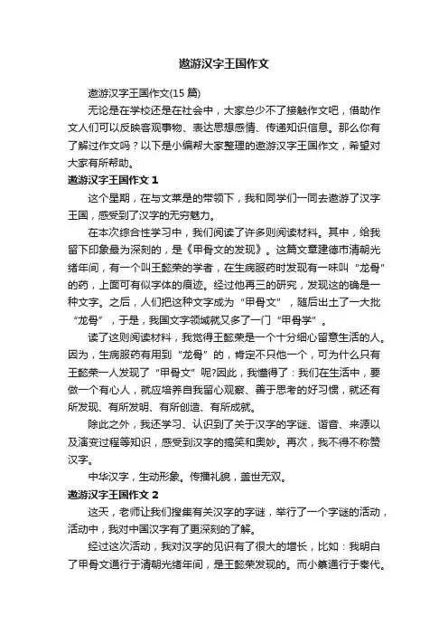 遨游汉字王国作文