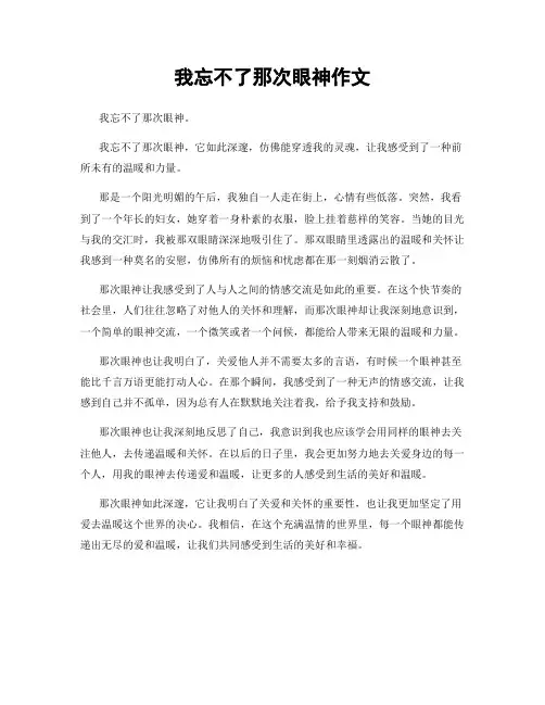 我忘不了那次眼神作文