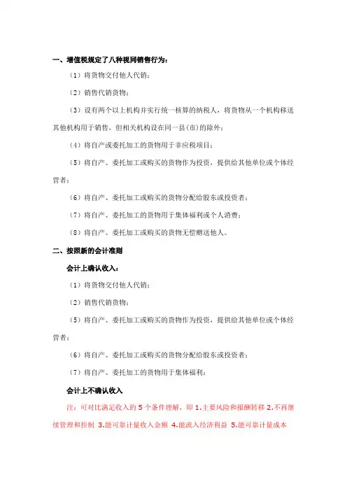 “视同销售”在增值税、所得税及会计处理上的异同