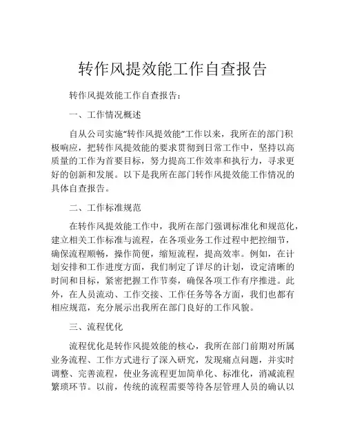 转作风提效能工作自查报告