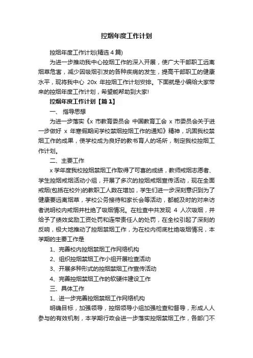 控烟年度工作计划