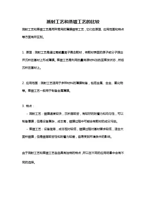 溅射工艺和蒸镀工艺的比较