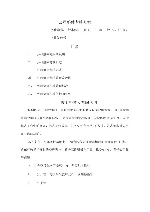 公司整体目标绩效管理全套方案