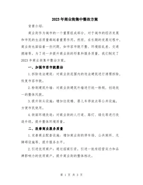 2023年商业街集中整治方案