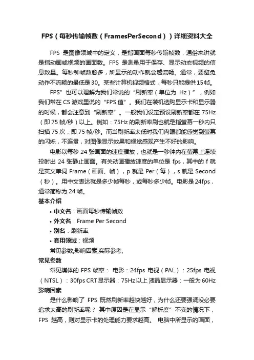FPS（每秒传输帧数（FramesPerSecond））详细资料大全