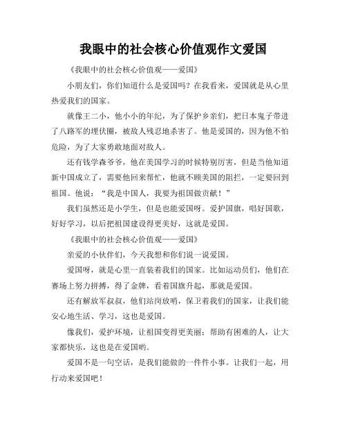 我眼中的社会核心价值观作文爱国