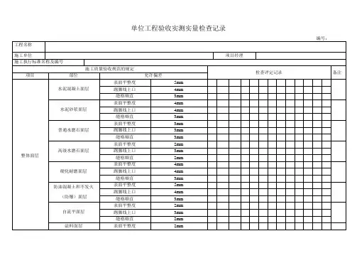 单位工程实测实量验收表