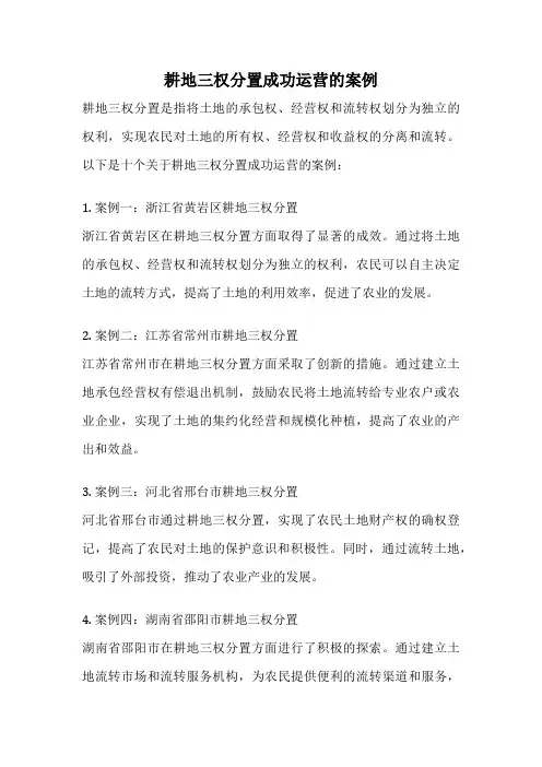 耕地三权分置成功运营的案例